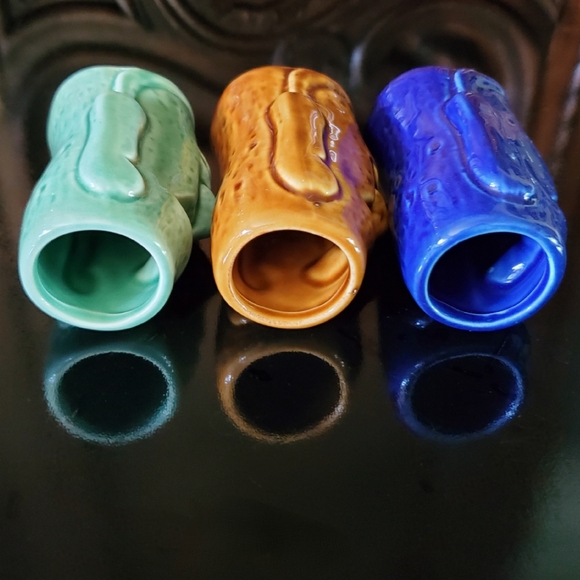 (3) 2.5oz Ceramic Tiki Easter Island Moai Shot Glasses NEW - Picture 4 of 15